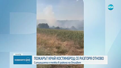 Пожарът край Костинброд се разгоря, заплашва помпена станция и детски онкоцентър
