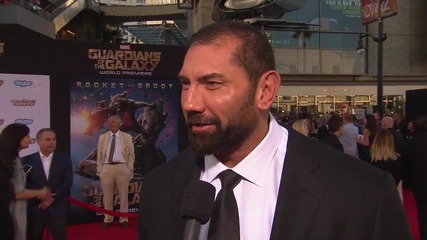 Интервю със звездата Дейв Батиста на премиерата на филма Пазители на Галактиката (2014)