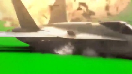 Jet crash on green screen
