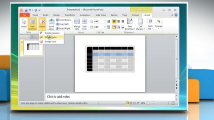 Microsoft® Powerpoint 2010: How to create and format a table on Windows® Vista?