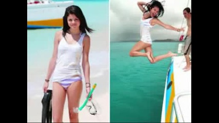 Selena Gomez Bikini White Tank Top Shoot 