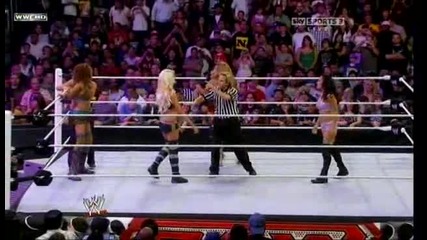 W W E 8/16/2010. / Eve Torres, Gail Kim & Melina vs. Maryse, Melina & Jillian Hall. / 