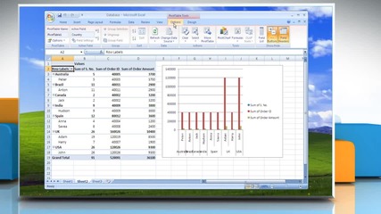Microsoft® Excel 2007: How to convert Pivotchart to a standard chart on Windows® Xp?