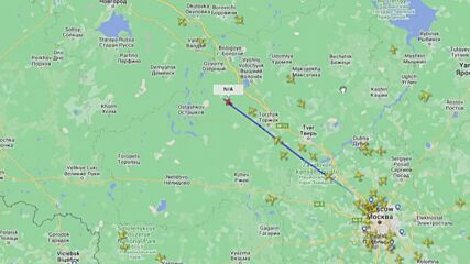 Вижте как самолетът на Пригожин изчезва от радарите