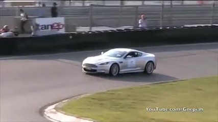 Aston Martin Dbs revving, accelerating & driving at the track! 