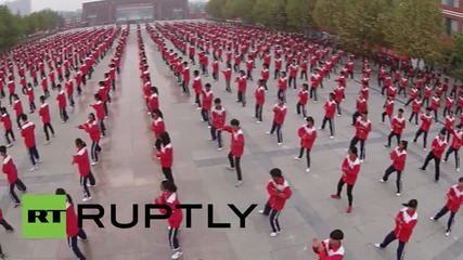 China: Drone captures thousands attempting to set Tai Chi world record