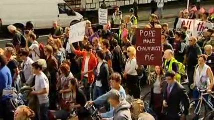 Papal visit thousands protest against Pope in London 