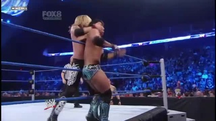 Edge hits a Edge O'matic on the ropes