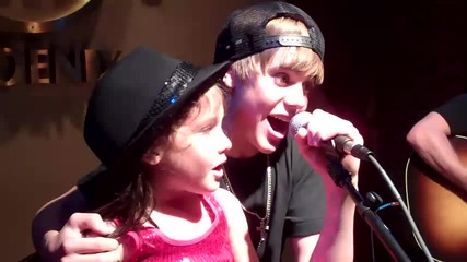 J Bieber singing Baby with Little girl [private concert]