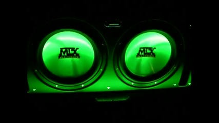 2x12 subwoofers with green neons 