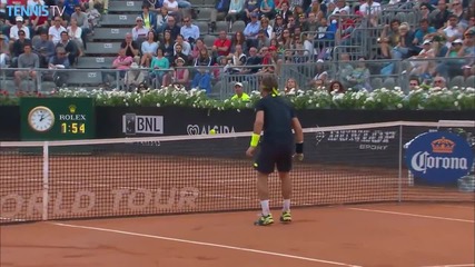 Rome 2015 - David Ferrer Hits a Hot Shot, David Goffin Leading The Applause