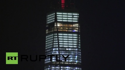 USA: One World Trade Centre lit in the colours of French flag after Paris attacks