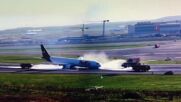 Самолет се приземи по корем на летището в Истанбул