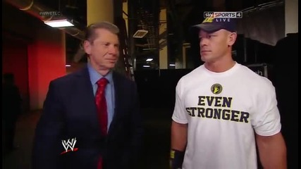 Винс и Сина се ръкостискат (зад кулисите) Wwe Tlc 2013