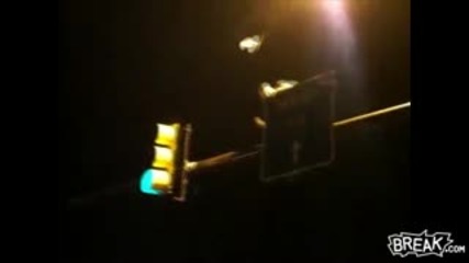 break - Bottle to Head as Fan Climbs Street Sign 