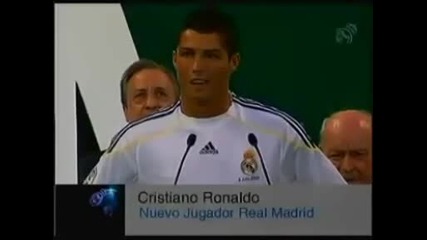 Кристиано Роналдо Официално Е Играч На Реал Мадрид - Представяне пред 80000 фенове 