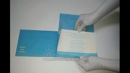 W-4773b Turquoise Color, Woolly Paper Hindu Cards,wedding Invitation Indian