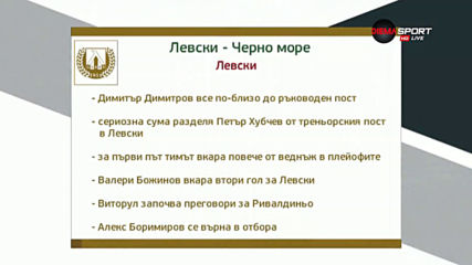 Преди Левски - Черно море