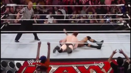 Randy Orton reverses a Slingshot Flying Shoulder Block into a Rko