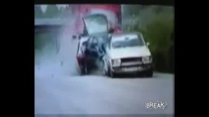Truck Crashes Into Compact Cars.