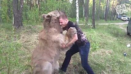 Мъж се бори с мечка