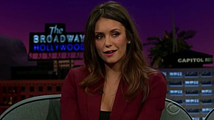 Nina Dobrev в The Late Late Show with James Corden говори на български