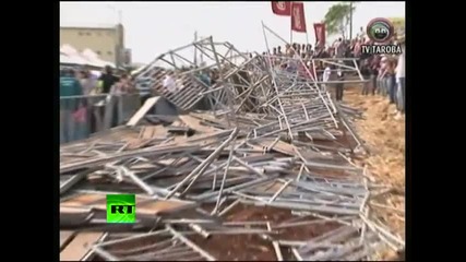 видео:над 100 ранени при срутване на трибуна в Бразилия 