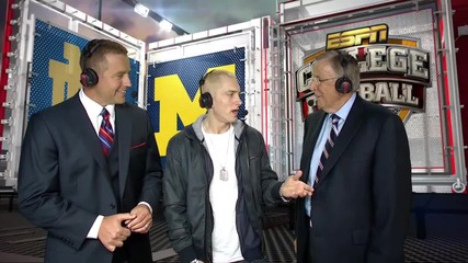 Eminem talks Berzerk, Mmlp2 & asks Brent Musburger to call a Lions Game