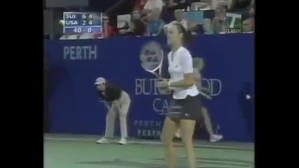Martina Hingis - Roger Federer - Monica Seles - Jan-michael Gambill. Hopman Cup 2001 Final