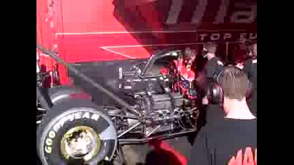 Top Fuel Car Fires up in the Pits [hq]