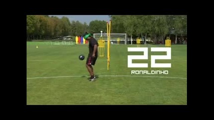 Fifa 10 Ronaldinho (milan) , Theo Walcott (arsenal) , Xavi (barcelona) blindfolded keepie 