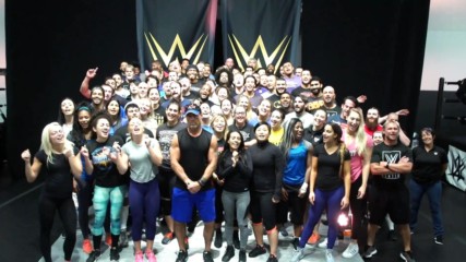 The WWE Performance Center roster sings "Happy Birthday" to Triple H