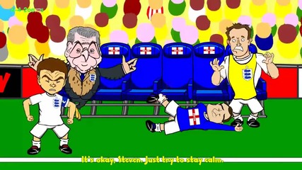 Анимационна шега с контузията на английският лекар след изравнителния гол срещу Италия