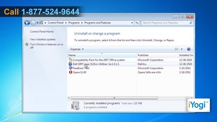 How to uninstall Opera® 11 from Windows® 7