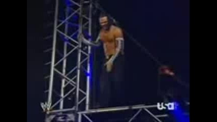 Jeff Hardy jumps on Randy Orton
