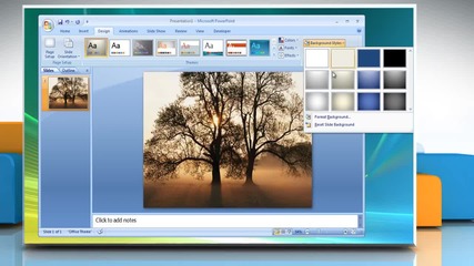 Microsoft® Powerpoint 2007: How to make backgrounds on Windows® Vista?