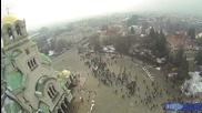 Протест в София сниман от въздуха