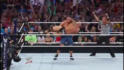 the Rock kicks out on attitude adjustment Wrestlemania 28