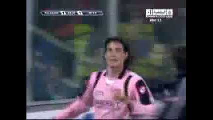 Palermo 1 - 1 Inter Edison Cavani goal 20 - 3 - 2010 