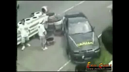 Race Car Takes Out Spectators
