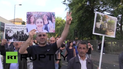 UK: IS flag burns as London Kurds protest Suruc attack