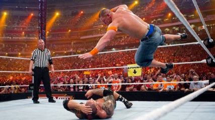John Cena's diving Five-Knuckle Shuffle: WrestleMania