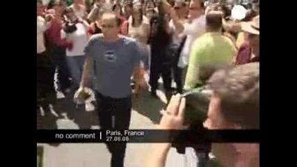 Mass moonwalk in memory of Michael Jackson in Paris. France