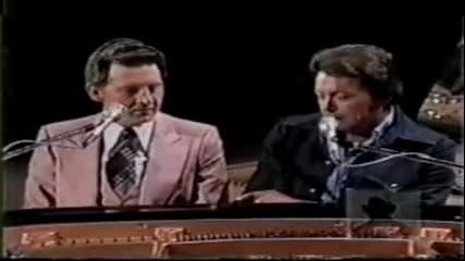 Jerry Lee Lewis Mickey Gilley and Carl Perkins Singing.