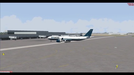 Кацане на летище Триполи A340 - 500 Sky United Va 
