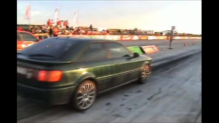 Audi S2 Coupe Vs. Peugeot 405 Drag Race [1 4 Mile]