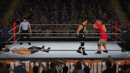 Wwe 2k15 wii:seth Rollins vs Brock Lesnar vs John Cena-triple Threat match (1)