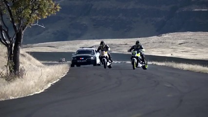 Police Mustang vs 2 Ghost Rider Chase