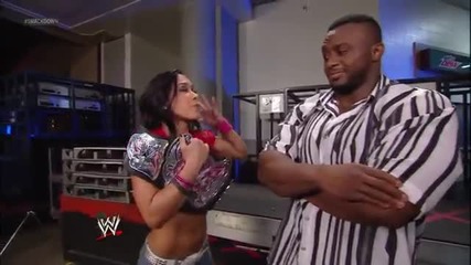 A frantic Aj Lee and her friend Big E Langston leave Smackdown in a hurry Smackdown, July 5, 2013