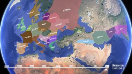 Произход и разпространение на езиците от индо-европейското езиково семейство в Европа и Азия﻿